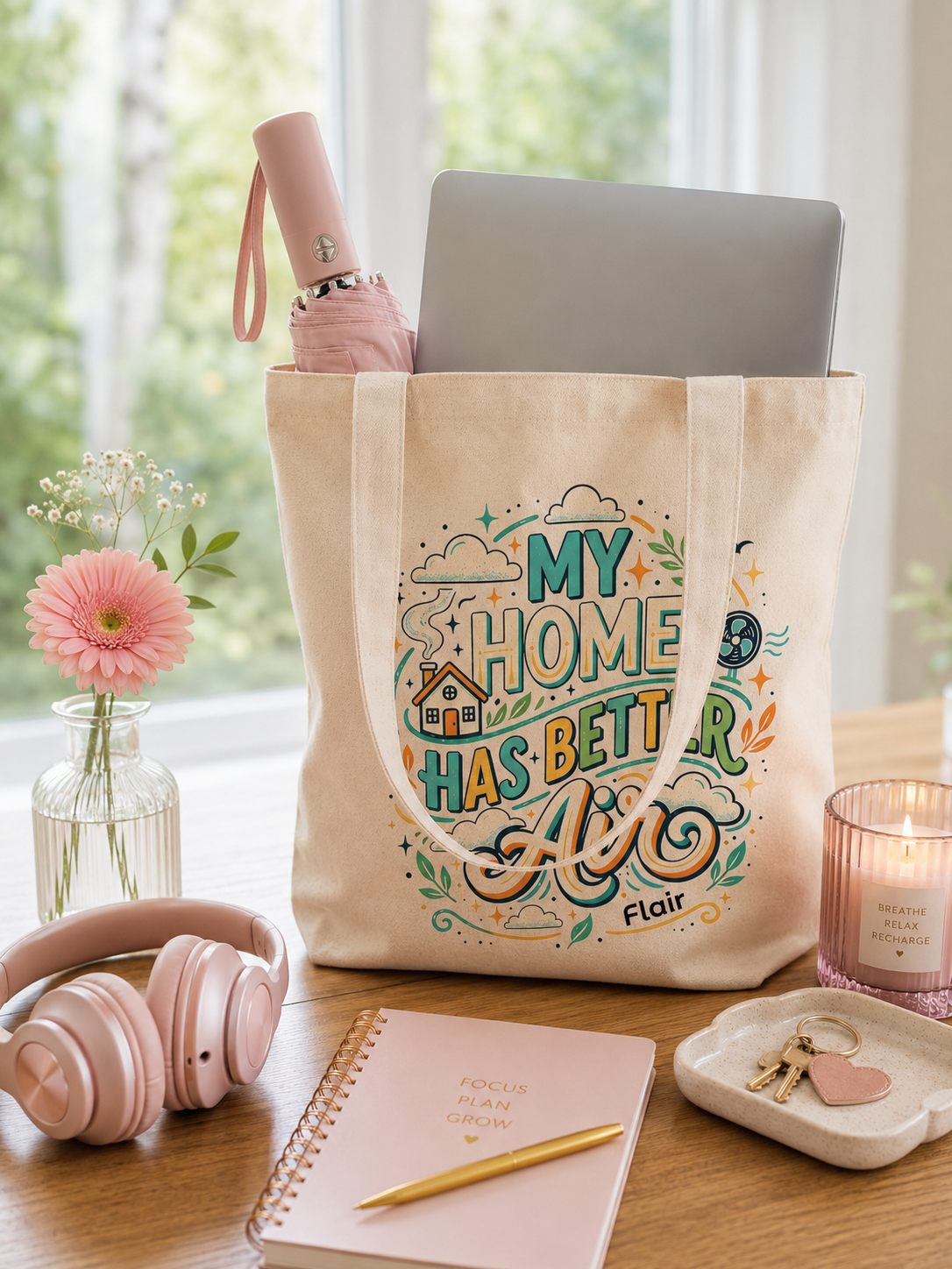 Flair Tote Bag - My Home has Better Air